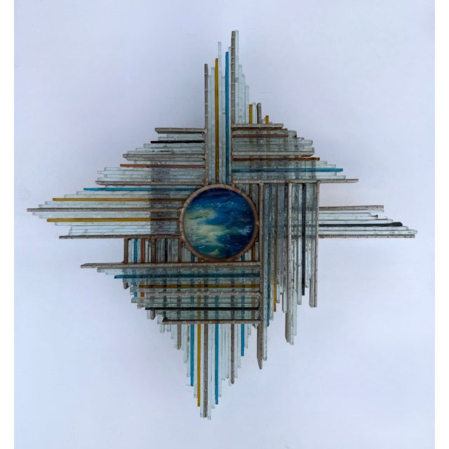 1970s Hammered Glass Silver Iron Star Sconces by Biancardi, Italy, 1970s, Set of 3 For Sale - Image 5 of 17