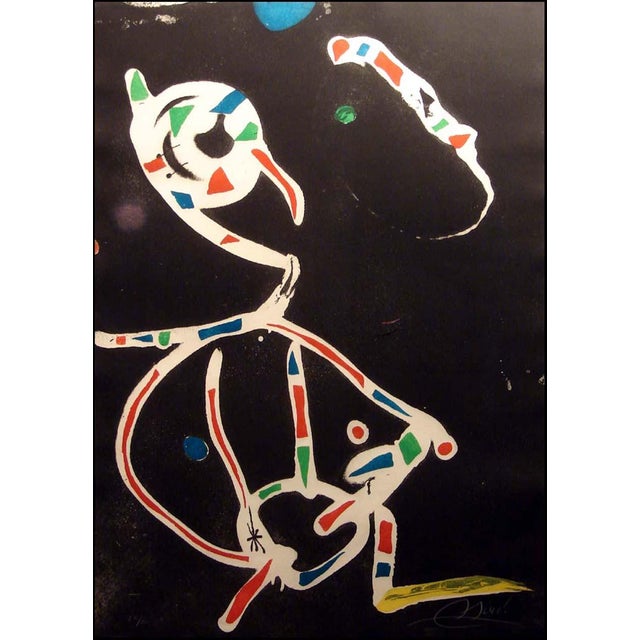 Abstract Joan Miro"La Traca" Color Etching and Aquatint With Beautiful Frame Hand Signed For Sale - Image 3 of 6
