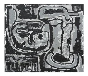 Paul Reeves "Enigma" Abstract Black and Grey Painting 2020