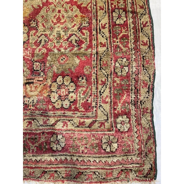 Textile 1850s Antique Floral Turkish Oushak Rug For Sale - Image 7 of 9