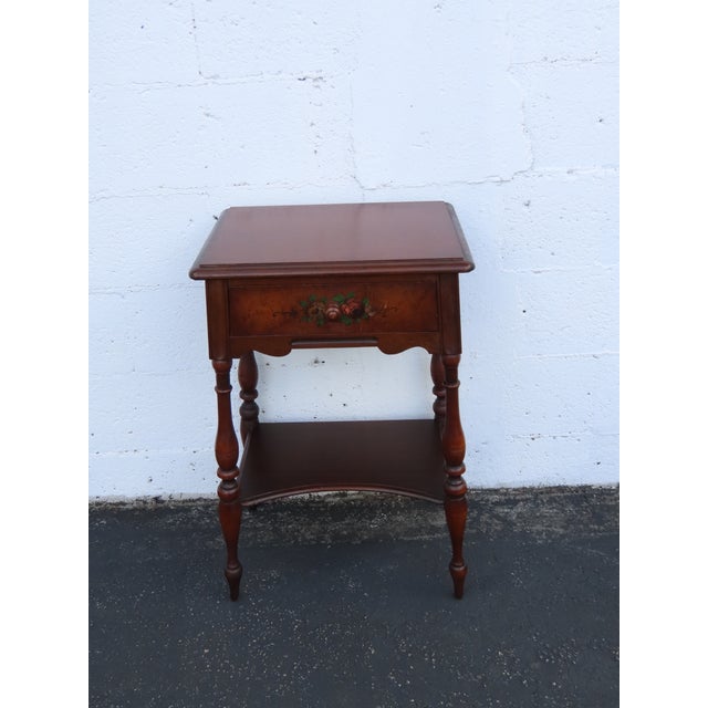 Berkey and Gay Early 1900s Tall Hand Painted Nightstand Side End Table 6679 For Sale - Image 14 of 15
