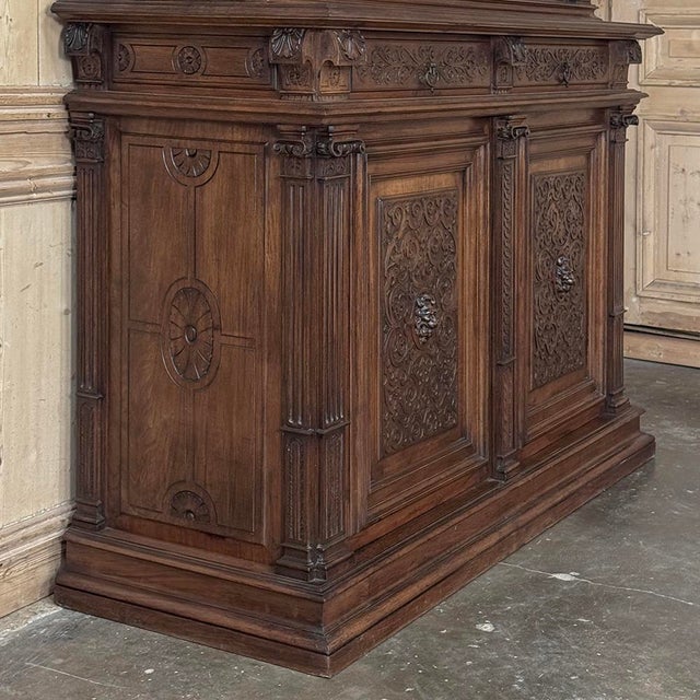 19th Century Grand French Renaissance Walnut Bookcase For Sale - Image 14 of 18