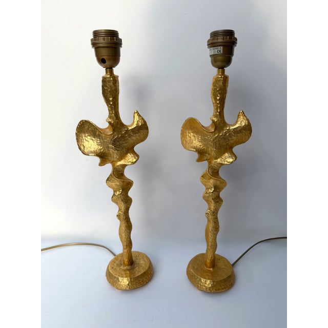 Pair of Lamps Gilt Metal by Nicolas De Waël for Fondica, France, 2000s For Sale - Image 9 of 12