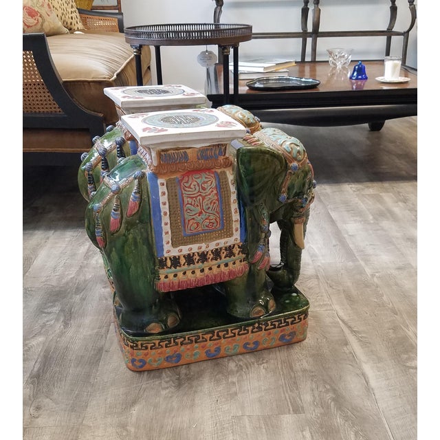 Large Glazed Terracotta Elephant Garden Stools a Pair Chairish