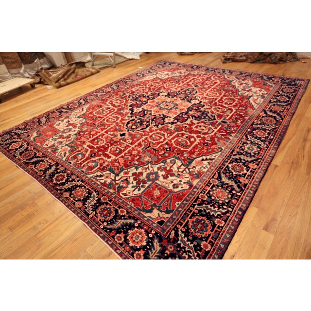Bold Antique Persian Heriz Rug, Country of Origin: Persia, Circa Date: 1920