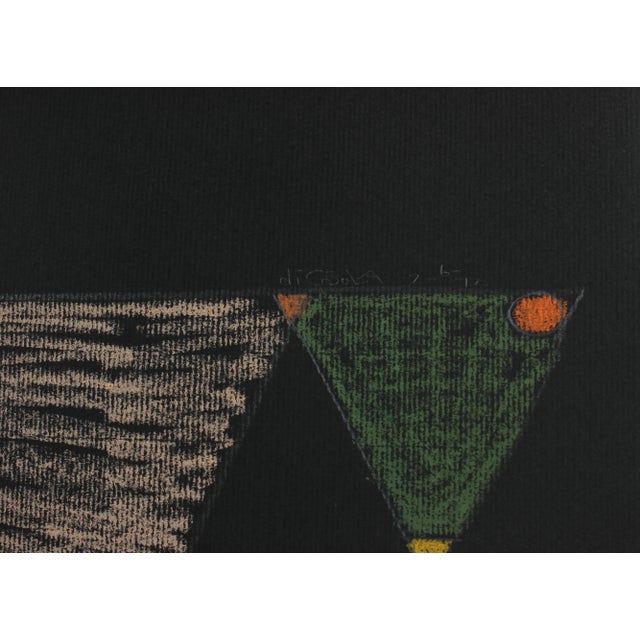 This August 1972 oil pastel and graphite on paper abstract is by Abstract Surrealist San Francisco artist Michael di...