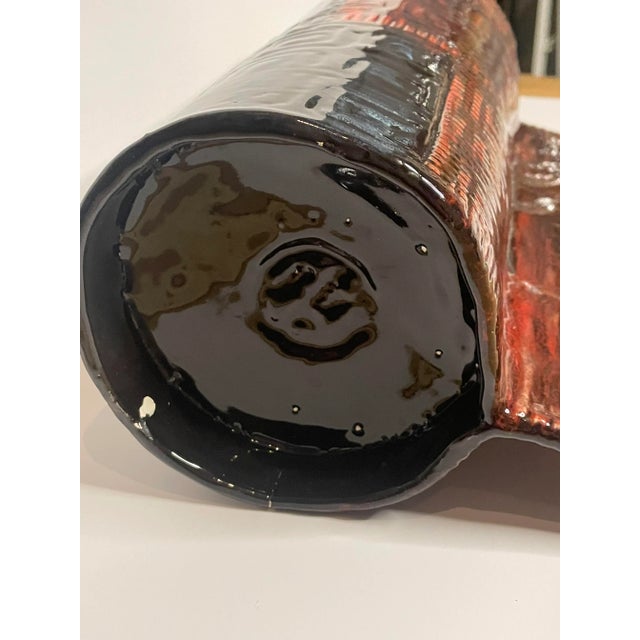 Vintage Boho Chic Cross Hatch Design Studio Art Pottery Vase, Red & Black For Sale - Image 12 of 12