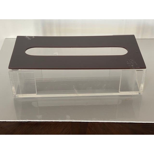 Mid-Century Modern Mid Century Modern Lucite Tissue Cover Box For Sale - Image 3 of 4