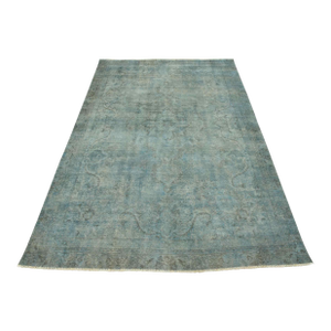 Tabriz Rug 8’1” X 11′ Blue Wool Vintage Overdyed Hand-Knotted Carpet