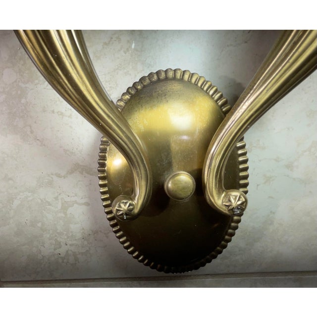 Elegant Pair of Solid Brass Wall Sconces, Vintage Hollywood Regency Style For Sale - Image 11 of 12