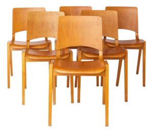 German Stackable Chairs in Beech from Wilkhahn, 1970s, Set of 6