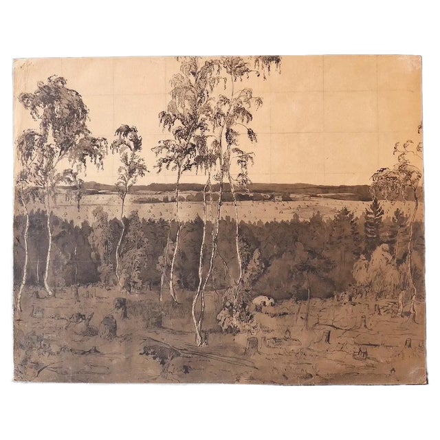 Angelina Beloff - Landscape - Original Ink and Watercolor on Paper - Mid-20th Century For Sale