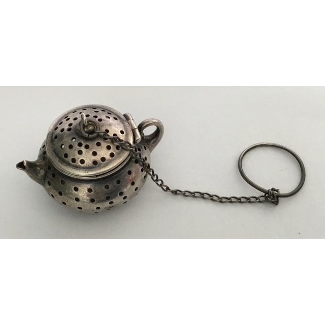 Traditional Antique Sterling Silver “ Teapot” Tea Strainer For Sale - Image 3 of 10
