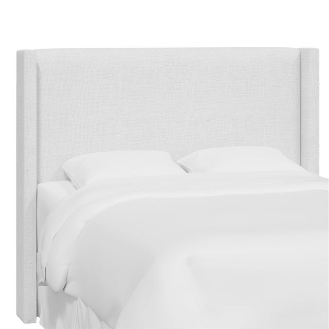 Red from Scalamandre crafted by Cloth & Company Hudson Full Headboard, White Solid Linen For Sale