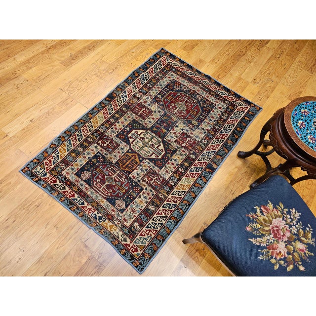 Antique Caucasian Shirvan Area Rug, Handwoven Wool, Geometric Medallion, 3' x 5' For Sale - Image 9 of 17