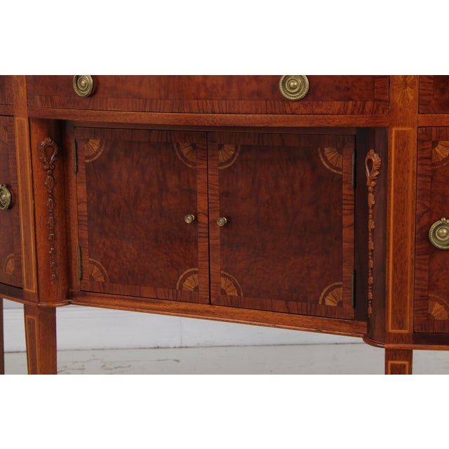 Federal Style D-Shape Walnut Inlaid Demi-Lune Server Sideboard For Sale - Image 15 of 18