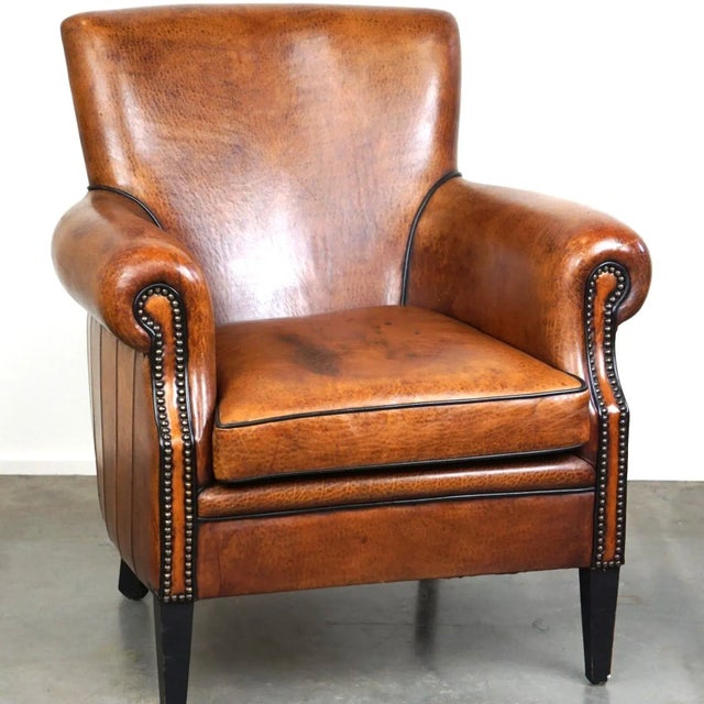 Vintage Sheep Leather Armchair For Sale - Image 12 of 12