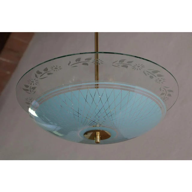 1950s Italian Turquoise Double Disc Pendant Lamp, 1950s For Sale - Image 5 of 13