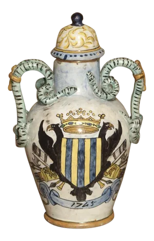 Antique Hand Painted Majolica Vase From Umbria, Circa 1870