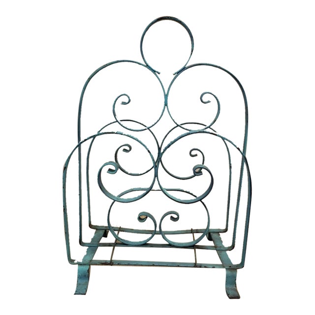 1940s Metal Magazine Rack For Sale