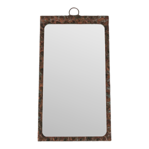 Vintage Copper Framed Rectangular Wall Mirror W/ Mystical Print on Reverse Side