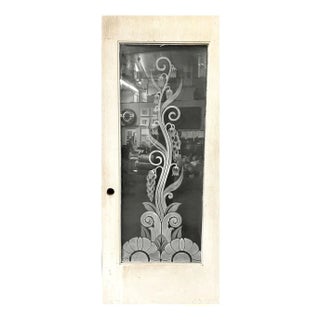 Hand Etched Organic Patterned Art Deco Door, Circa 1920 For Sale