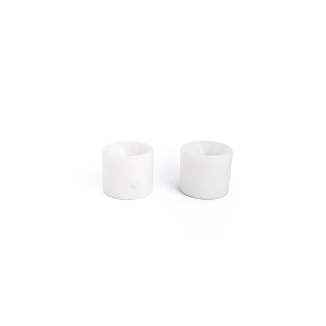 White Marble Egg Cups from FiammettaV Home Collection, Set of 2 For Sale - Image 4 of 5