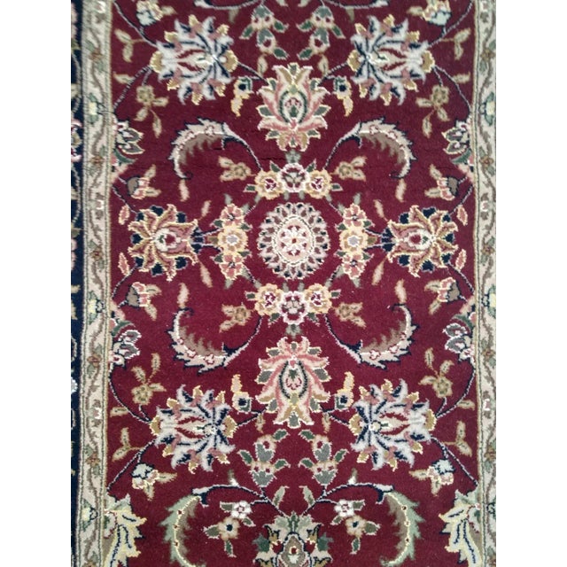 Silk and wool pile Persian Tabriz style runner hand woven in China by master weaver-