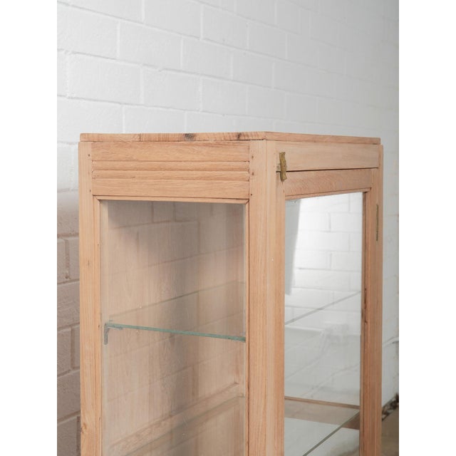 Vintage Wooden & Glass Display Cabinet With Three-Sided Glazing For Sale - Image 4 of 5