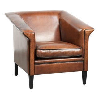 Art Deco Club Chair in Sheepskin Leather For Sale