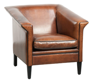 Art Deco Club Chair in Sheepskin Leather