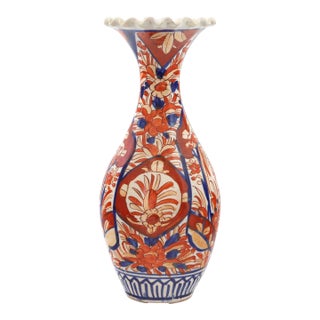 Antique Japanese Meiji Imari Ruffle Top Vase For Sale