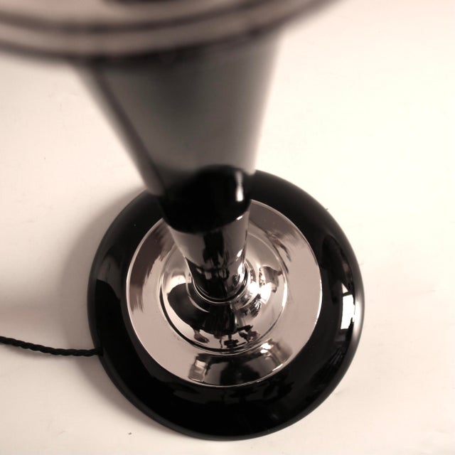 1920s French Art Deco Table Lamp in Black Wood and Silver Metal from Mazda, 1920s For Sale - Image 5 of 16