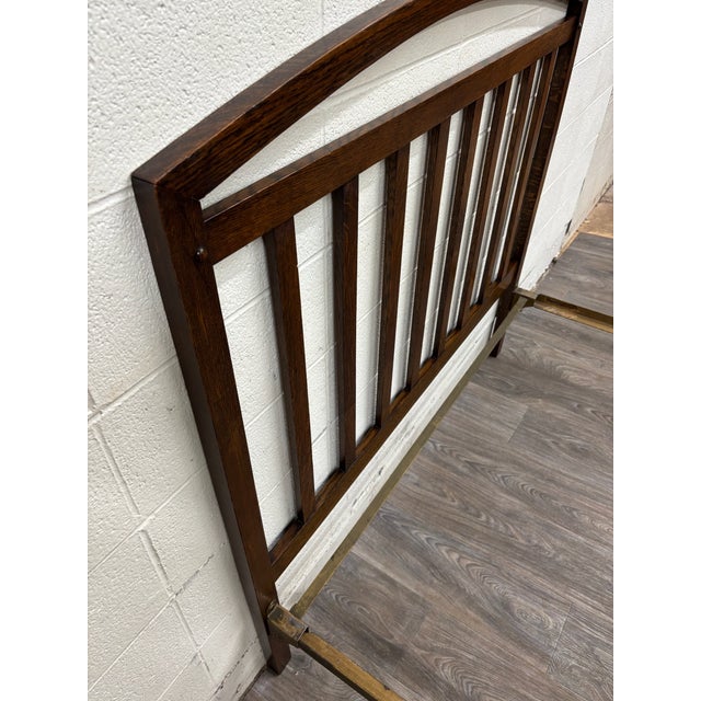 Antique Full Size Northwestern MFG Co Arts & Crafts Mission Tiger Oak Bed For Sale - Image 12 of 18