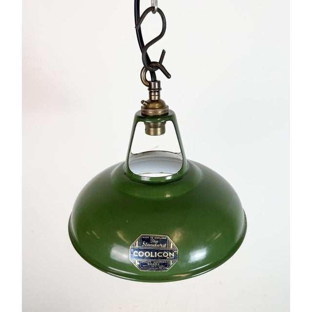 Industrial Green Enamel Factory Pendant Lamp from Coolicon, 1950s For Sale - Image 6 of 16