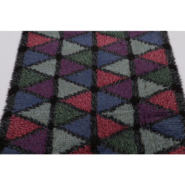 Rug & Kilim Vintage Swedish Rya Rug, Colorful Scandinavian Geometric Patterns - Rug & Kilim For Sale - Image 4 of 8