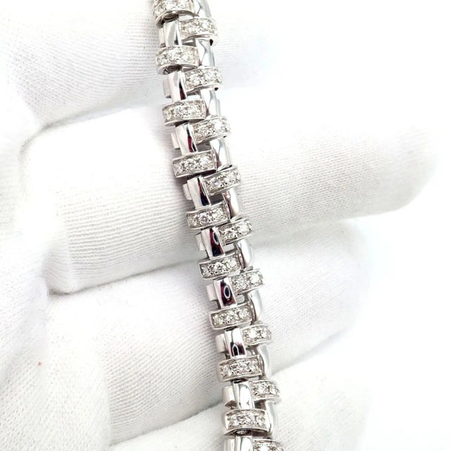 Contemporary Tiffany & Co. Vannerie 18k White Gold Basket Weave Diamond Necklace For Sale - Image 3 of 12
