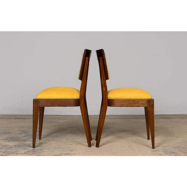 Set of 6 French Art Deco Maple Dining Chairs in Yellow and Moss Green, 1930s For Sale - Image 16 of 18
