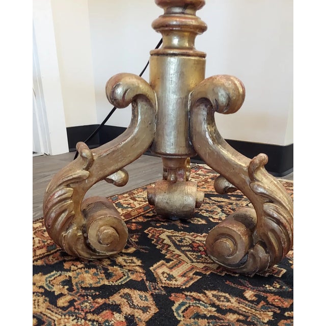 Italian Antique Late 19th Century Italian Hand Carved Gilded Floor Lamp For Sale - Image 3 of 10