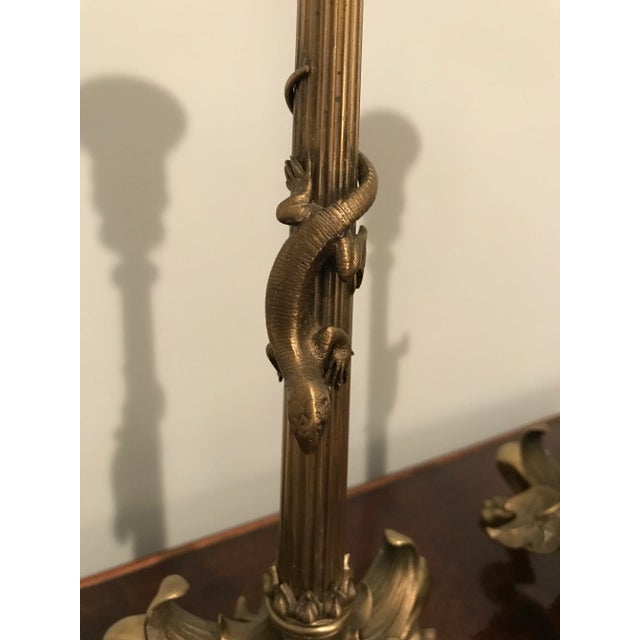 Antique Lizard Motif Neoclassical Candlesticks - a Pair For Sale - Image 4 of 12