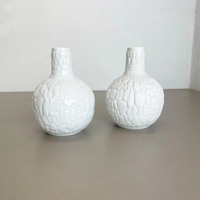 Op art porcelain vase set o 2 producer: ak kaiser, germany description: this original vintage op art vase was produced in...