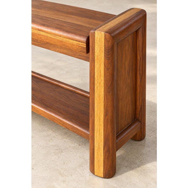 Wood Vintage Mid-Century Solid Wood Two-Tone Bench or Low Console, 60” For Sale - Image 7 of 7