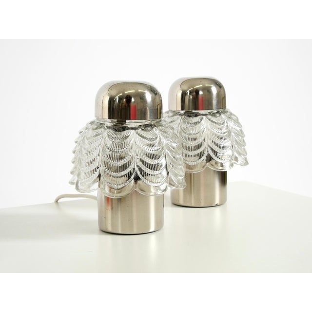 Mid-Century Modern Large Metal and Glass Table Lamps from Veb Narva Leuchtenbau, 1960s, Set of 2 For Sale - Image 3 of 18