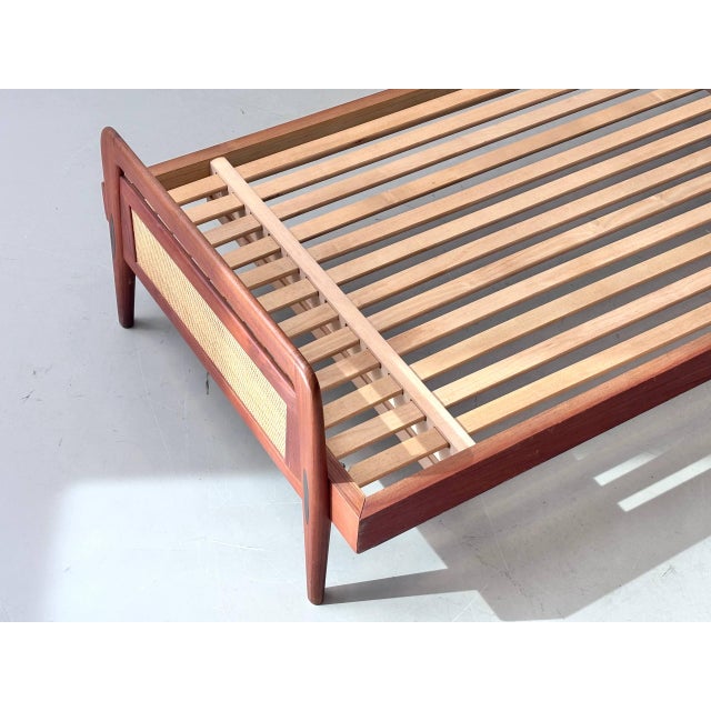 Swiss Form Teak Bed with Rattan Weave, Switzerland, 1950s For Sale - Image 15 of 17
