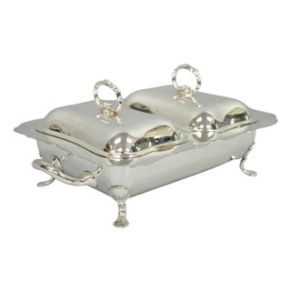 Early 20th Century English Regency Double Rectangular Small Chafing Dish by Alexander Clark, London For Sale