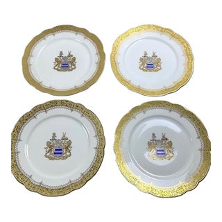 Mid 19th Century Sèvres Porcelain Château Des Compiegne 1848 Heraldic Armorial Cabinet Plate - Set of 4 For Sale