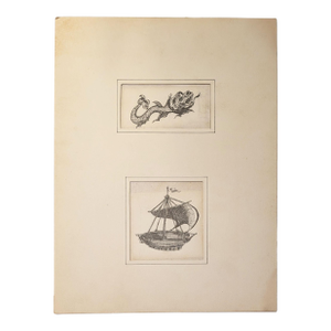 Mid 19th Century Two Old Master-Style Pen and Ink Studies | Maritime Subjects | Sea Dragon & Sailing Ship