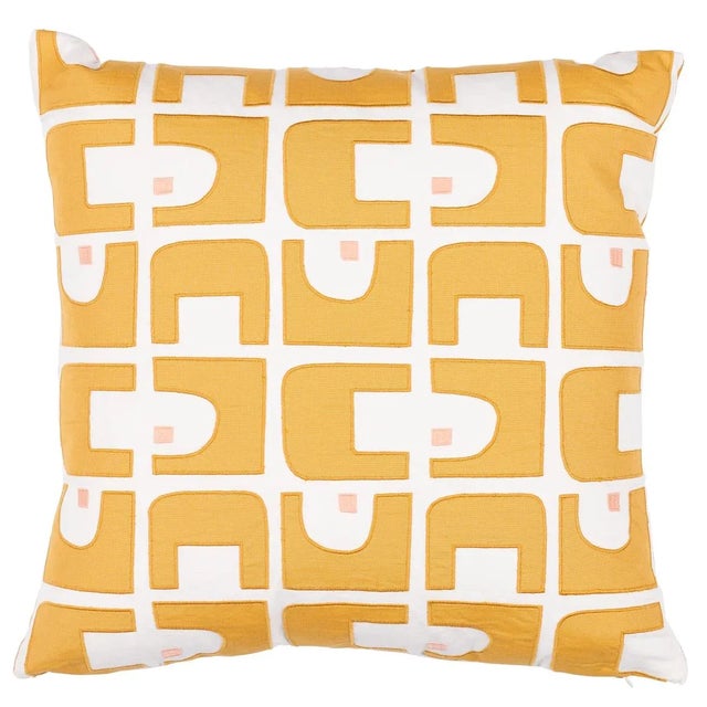 Abstract Schumacher X Hadiya Williams Den Applique 22" Pillow in Ochre For Sale - Image 3 of 3