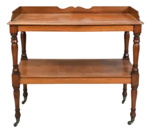 English Two-Tiered Walnut Serving Trolley