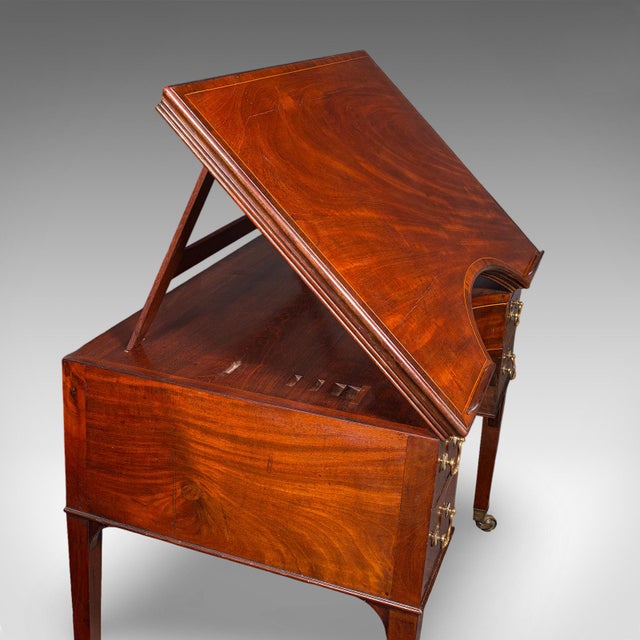 Wood Tall Antique Architect's Riser Desk, English, Metamorphic, Cartographer, Regency For Sale - Image 7 of 12